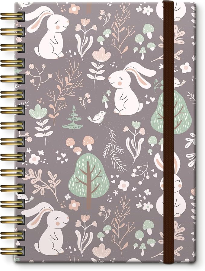 Spiral Journal Notebook,Binding with Premium Paper for Girl Women,Cool Funny 120 Pages,100gsm A5 College Ruled NotebookJournal,Perfect for Gifts Nurse Teacher Women(Cute Birds Mushrooms)