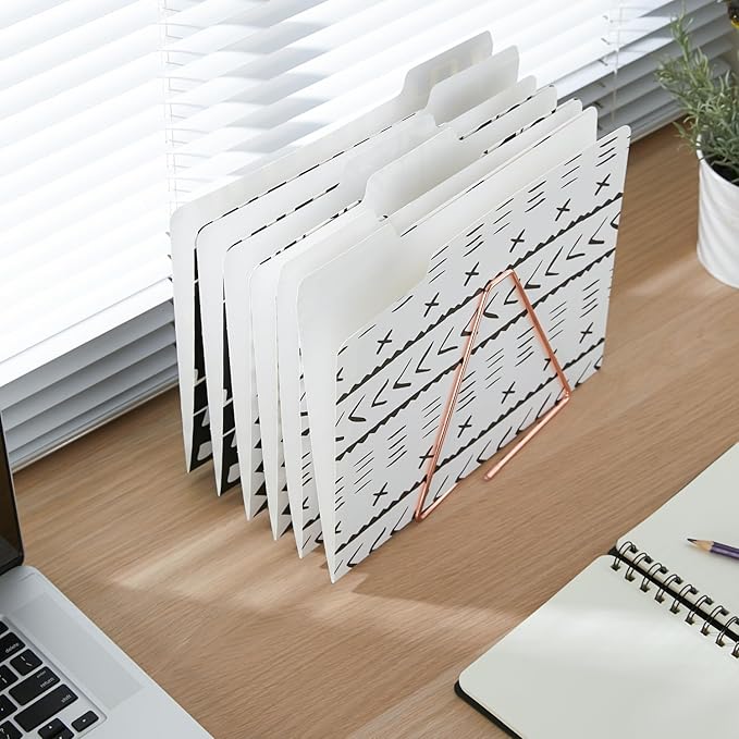 Y YOMA 12 Pack Decorative File Folders Letter Size File Folder with 1/3-Cut Tab Cute Pretty Colored Heavyweight Filing Folder File Organizers for Office School Home Desktop, Black & White