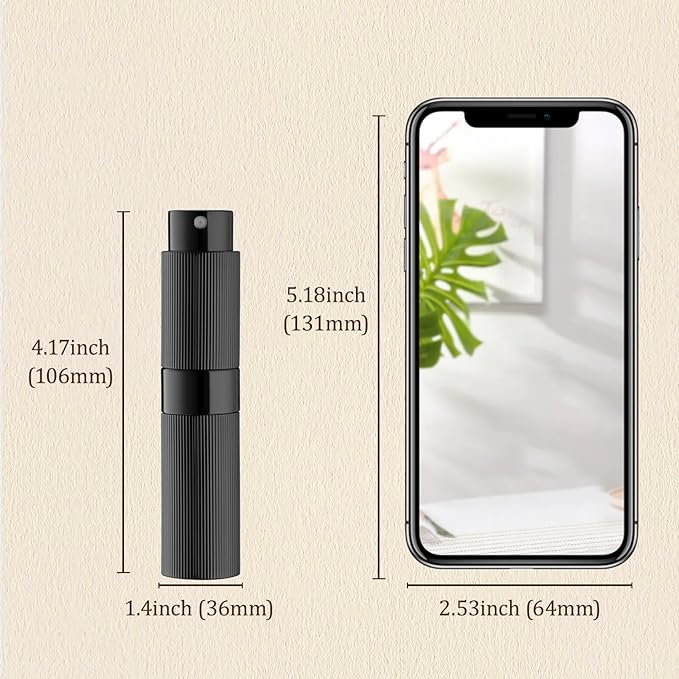 LISAPACK Perfume Travel Refillable Bottle - Atomizer Cologne Spray for Men Portable - Mini Sprayer Empty for Refill - Small Size 8ML Striped (Blue, Black, Gold)