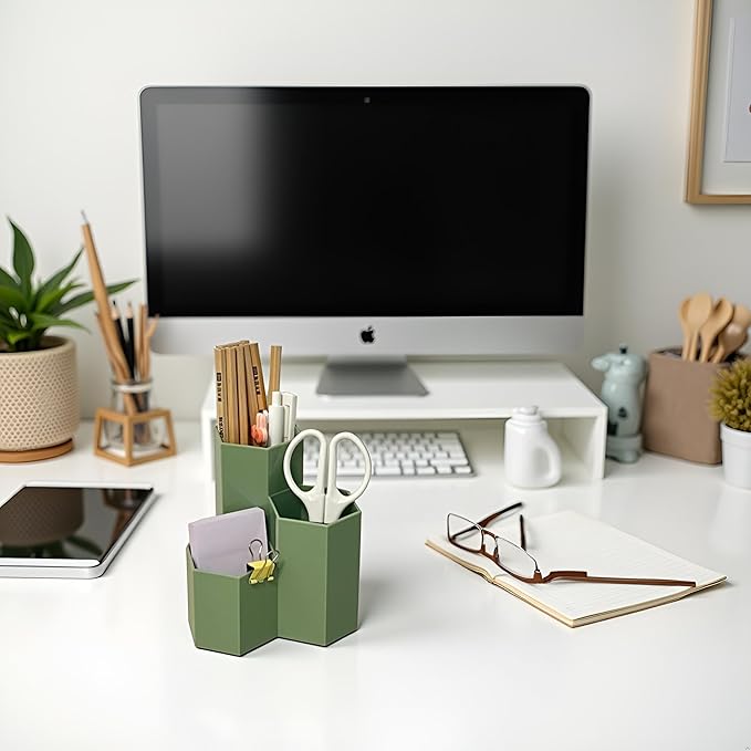 Pencil Holder Pens Cup Small Desk Organizer Cute Pencil Holder for Desk for Office/School/Home (Green)