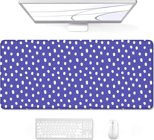 Auhoahsil Desk Mouse Pad, Large Gaming Mousepad, XXL Desk Pad, Extended Long Superior Micro-Weave Cloth Non-Slip Rubber Big Computer Mouse Mat for Gamer, Office & Home, 35" x 15", Purple Dots