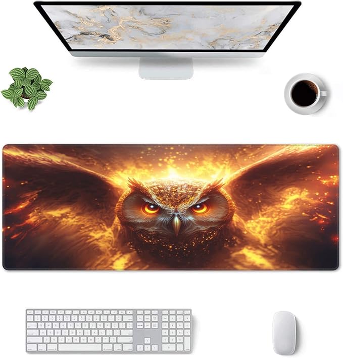 Golden Owl Extended Big Mouse Pad Large,XL Gaming Mouse Pad Desk Pad,31.5x11.8inch Long Computer Keyboard Mouse Mat Mousepad with 3mm Non-Slip Base for Home Office Work