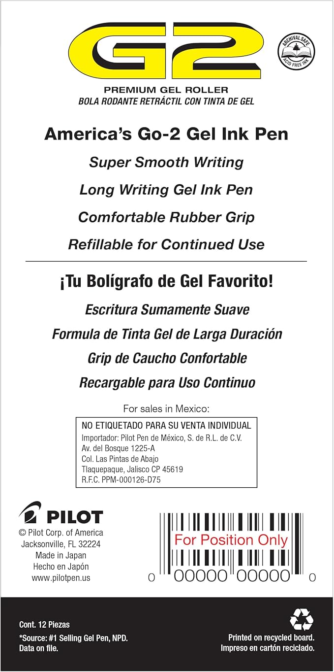 Pilot G2 Premium Gel Roller Pens, Bold Point 1 mm, Red Pens, Pack of 12 - Ideal for School, Journaling & Office Writing