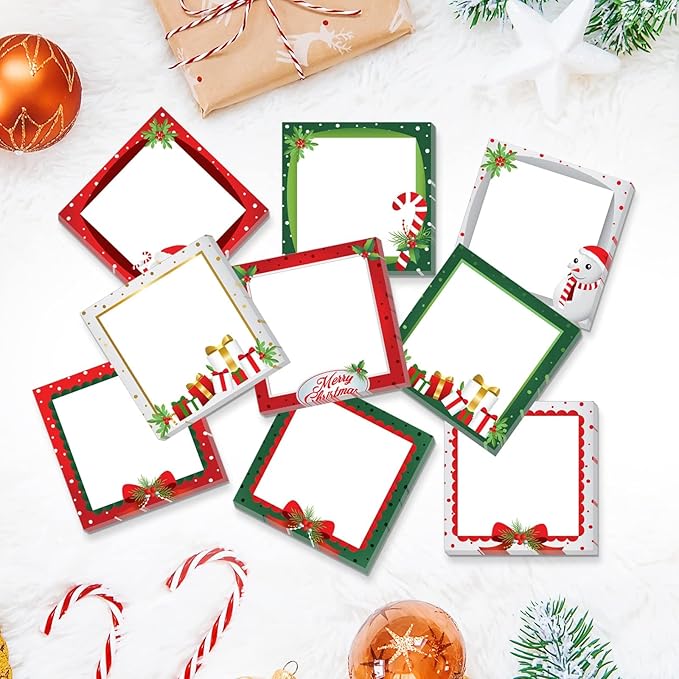 18 Pieces Christmas Sticky Notes Christmas Design Self-Adhesive Note Pads Winter Sticky Memo Notes for School Office Home Supplies Students Teachers Presents