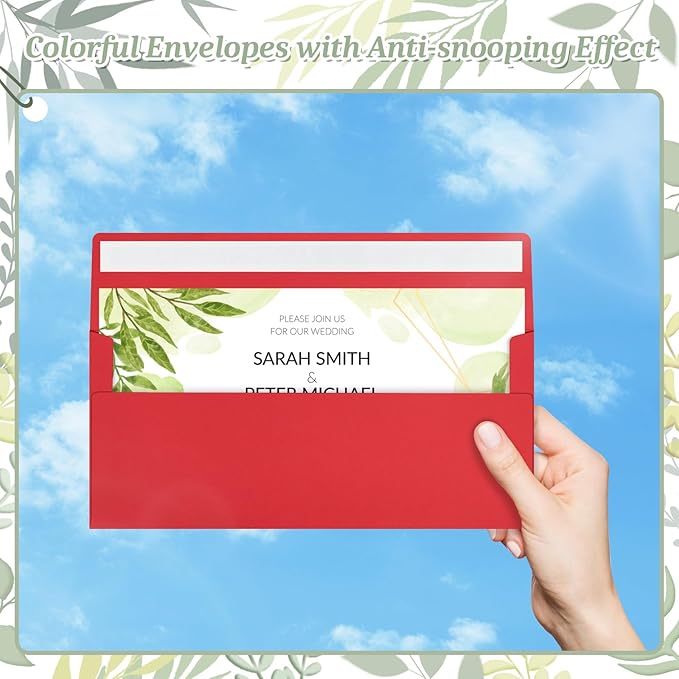 50 Pcs Red #10 Business Envelopes, Self Seal Standard Envelopes, Windowless Business Mailing Envelopes for Office, Checks, Letters, Invoices, Statements, Wedding, 4-1/8 x 9-1/2 inch