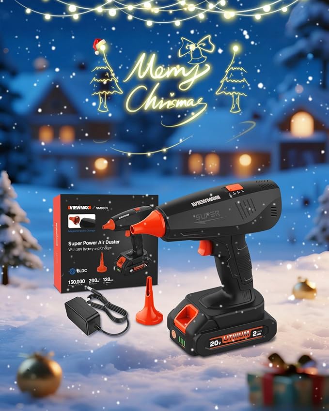 Viewmax Cordless Electric Air Duster - Mini Blower Compatible with Makita 18V Battery, 150,000RPM Compressed Air Duster with Brushless Motor, 20V Rechargeable Dust Cleaner for Keyboard, Computer, Car