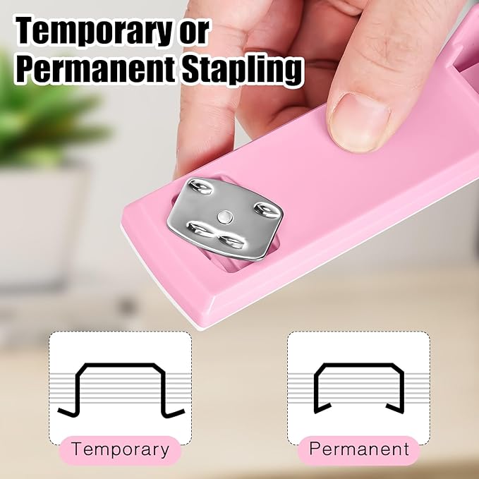 Stapler 25 Sheet Capacity with 1000 Staples and Staple Remover - Staplers for Desk, Non-Slip Office Stapler with Staples for Office, Pink
