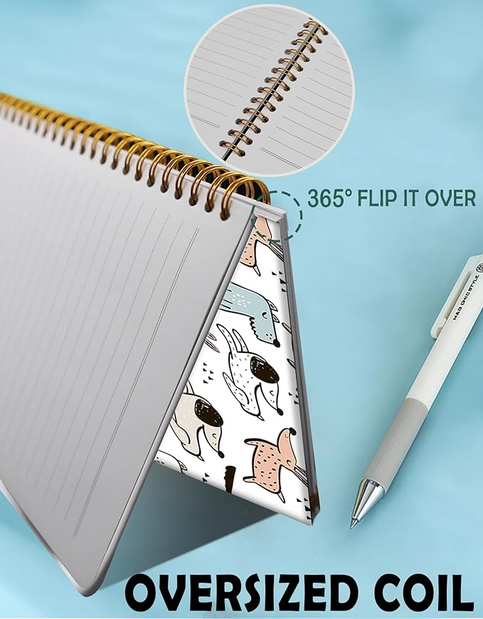 Spiral Journal Notebook for Women,A5 College Ruled Notebooks 6"x 8.4",120 Pages Lined Journal with Premium Thick Paper,Perfect for School Office Home Gifts(Cute Dogs)