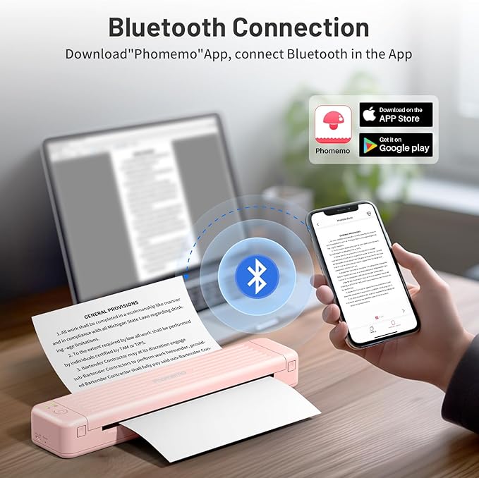 Phomemo P831 Portable Printers Wireless for Travel - 300 DPI Bluetooth Thermal Printer Support 8.5x11 US Letter & A4 Regular Copy Paper, Inkless Printer Compatible with Mobile & Laptop for Home Office