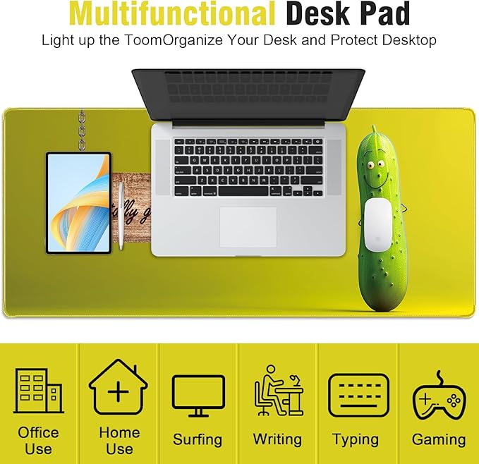Cute Pattern & Funny Text Mouse Pad, 35.4x15.7in Extra Large Mousepad, Waterproof & Soft Comfort Surface Full Desk Mouse Pad Keyboard Mat, Multi-Functional Desk Mat for Office Home Gaming