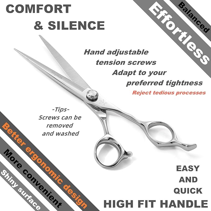 High-end Professional Extremely Very Sharp Barber Hair Cutting Scissors Hairdresser Shears For Hair 6.5 Inch Haircut Scissor Made Of Stainless Steel Alloy For Hairdressing Salon and Home Use