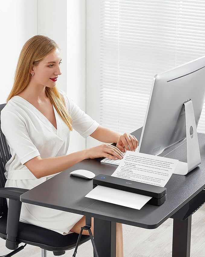 iDPRT Portable Thermal Printer, MT610 Pro Wireless for Travel, 300 DPI Bluetooth Inkless Printer Support 8.5" X 11" US Letter&A4&A5 Thermal Paper for Home, Compatible with iOS, Android, Laptop, Black