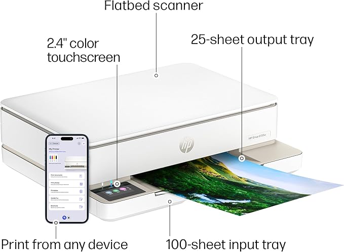HP Envy 6155e Wireless All-in-One Color Inkjet Printer, Portobello, Print, scan, copy, Duplex printing Best-for-home, 3 month Instant Ink trial included, AI-enabled (714L5A)