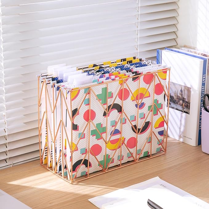 6 Pack Hanging File Folder Letter Size Reinforced Hanging Folders with 1/5-Cut Adjustable Tabs File Folders for Filing Cabinet Organizer for Office Home, Memphis Design