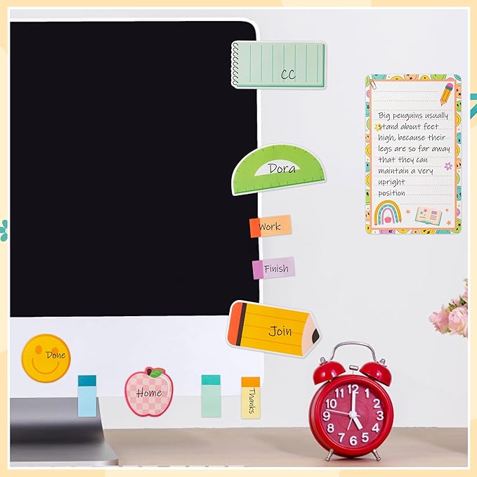 B1ykin Sticky Notes Set - Cartoon Theme Cute Self-Stick Notes Pad Teacher Appreciation Gifts， Self-Adhesive Writing Memo Pages Sticky to Do Notepad for Kids Employee School Office (Retro Teacher)