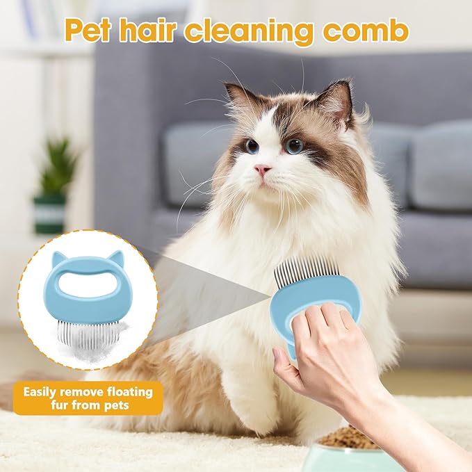 Xylpaar 2 Pcs Black Double Sided Pet Hair Removal Gloves, Electrostatic Magic Brush Pet Hair Remover and Grooming Tool with Shell Comb for Dogs & Cats, Sofa, Bed, Car and Furniture