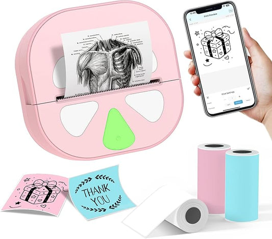 Sticker Printer - Mini Print Pods Printer Portable Thermal Sticker Maker Machine, Bluetooth Inkless Maker for Small Business, Study Graphics, Notes, Lists, Journal, DIY and Home Use