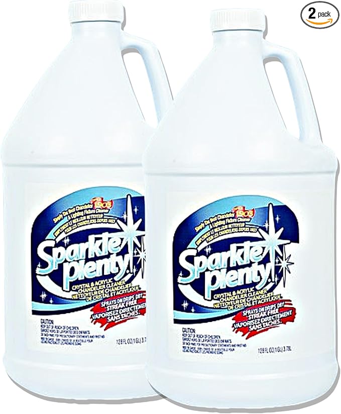 Sparkle Plenty Chandelier Cleaner Drip Dry Spray No Wipe - Dust Remover & Streak Free Glass Cleaner Spray for Chandelier Crystals &Window Screen Surface - Household Cleaning Supplies(1 Gallon, 2 Pack)