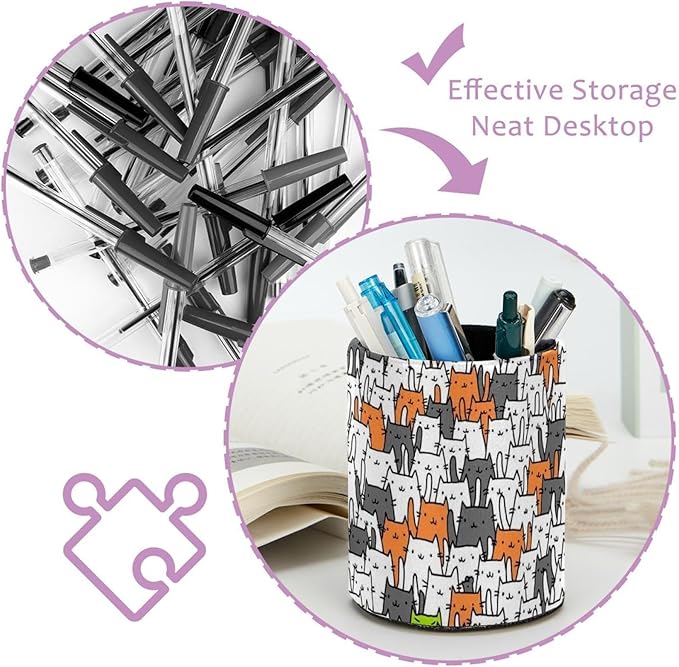 Pen Holder Cup for Desk, Cute Cats Pencil Cup Holder for Desk Office Pen Organizer