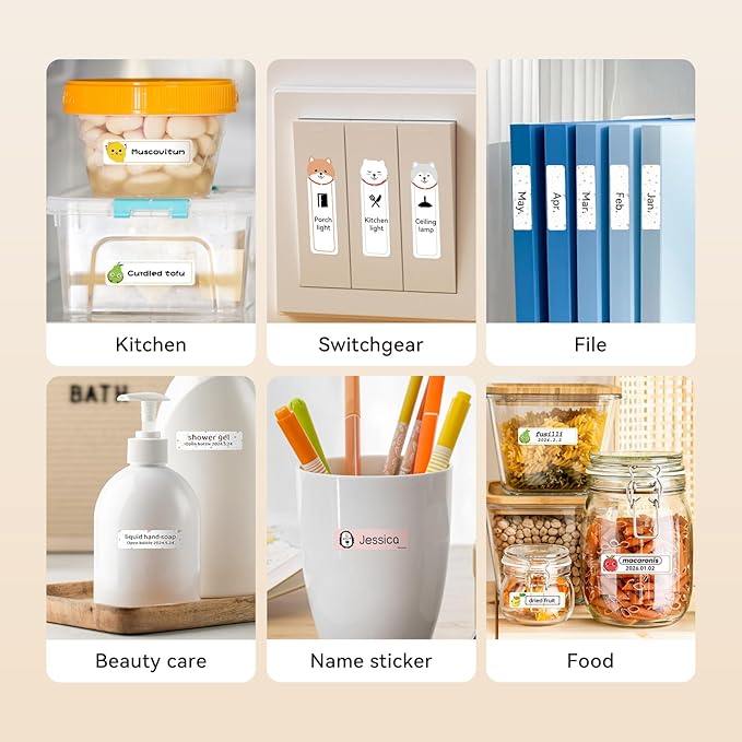 NIIMBOT D11 Label Maker Tape D110 Label Paper, Self-Adhesive Labeling Tape Replacement 0.55" X 1.97" (14 X 50mm) Thermal Label Tape for School Home, 130 Labels/Roll, Fruit Color