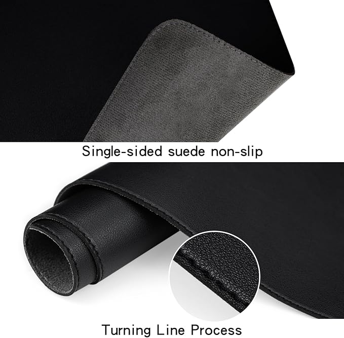 Desk Mat for Desktop Black Large Mouse Pad 35.4"x17" Cute Office Desk Accessories Supplies Computer Desk Pads on Top of Desks Non-Slip Pu Leather Laptop Cover Mats for Keyboard and Mouse