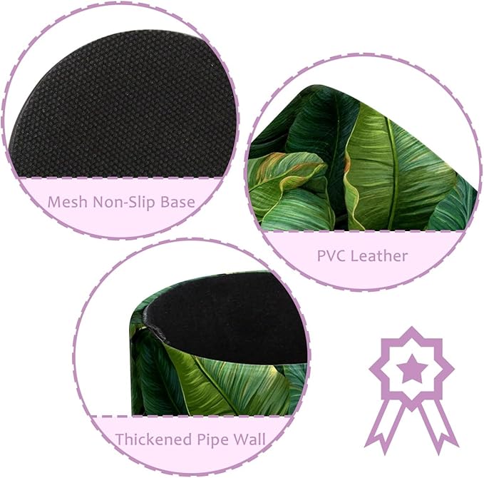 Leather Pen Holder for Desk Tropical Jungle Palm Leaves Pencil Cup Desktop Organizer Makeup Brush Holders Office Supplies for Home, Kids & School