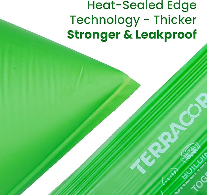 TERRACOR 6 Gallon Compostable Trash Bags Drawstring, Heavy Duty Extra Thick 1 Mil, 35 Bags, Tall Kitchen Food Scrap Waste Bag, ASTM D6400