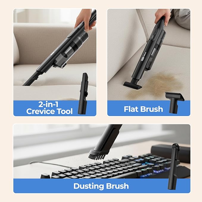 EPROEON Cordless Handheld Vacuum Cleaner, 13000Pa Strong Suction, Mini Vacuum with Charging Dock, 40 Mins Runtime, LED Light, HEPA Filter, One-Click Empty for Car Detailing and Home