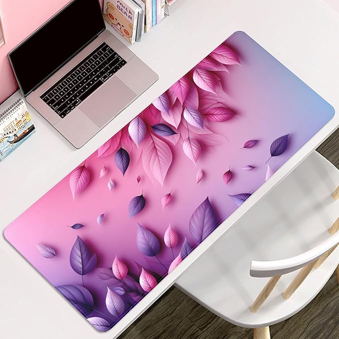 Pink Mouse Pad Desk Mat Large Gaming Mouse Mat Desk Pad,Big Mousepad with Stitched Edge Non-Slip Rubber Base for Office School Home (27.5X11.8 in)