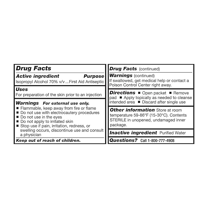 McKesson Alcohol Prep Pads [Pack of 200] 70% Isopropyl, Individually Wrapped Wipes, Sterile, Medical-Grade, First Aid, Medium