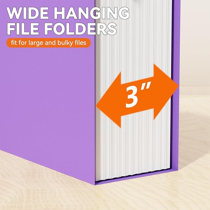 Plastic Legal Size Hanging File Folders,3" Expansion Extra Capacity Hanging Folder,Heavy Duty Reinforced Hang Folders Legal,Adjustable Tabs,Filing Cabinet Folder for Bulky Files,12 Pack,Colored