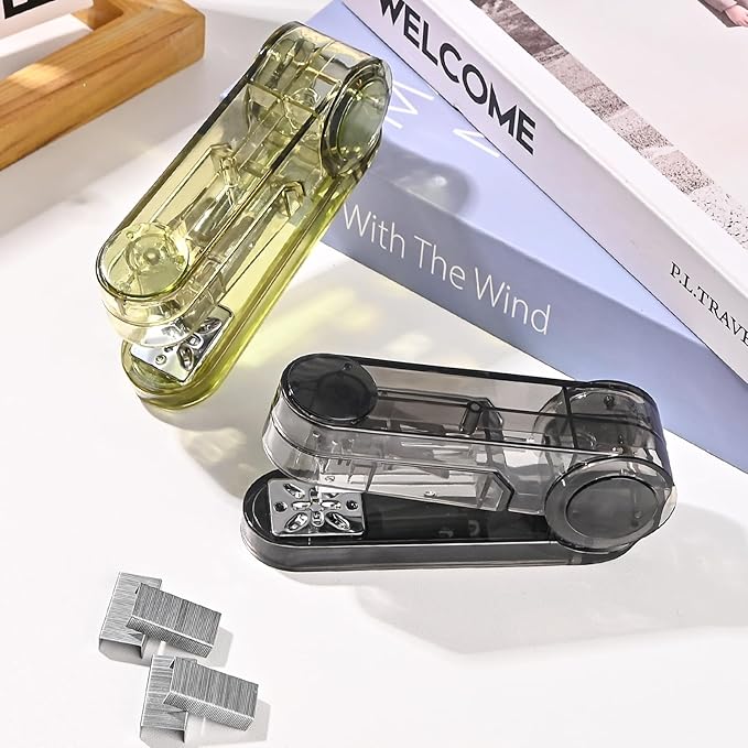 Temiary Swing-Arm Swivel Stapler with 400 Staples, 360 Degree Rotate Desktop Staplers for Booklet or Book Binding, 25 Sheet Capacity for Desk Classroom Office Supplies (Black)