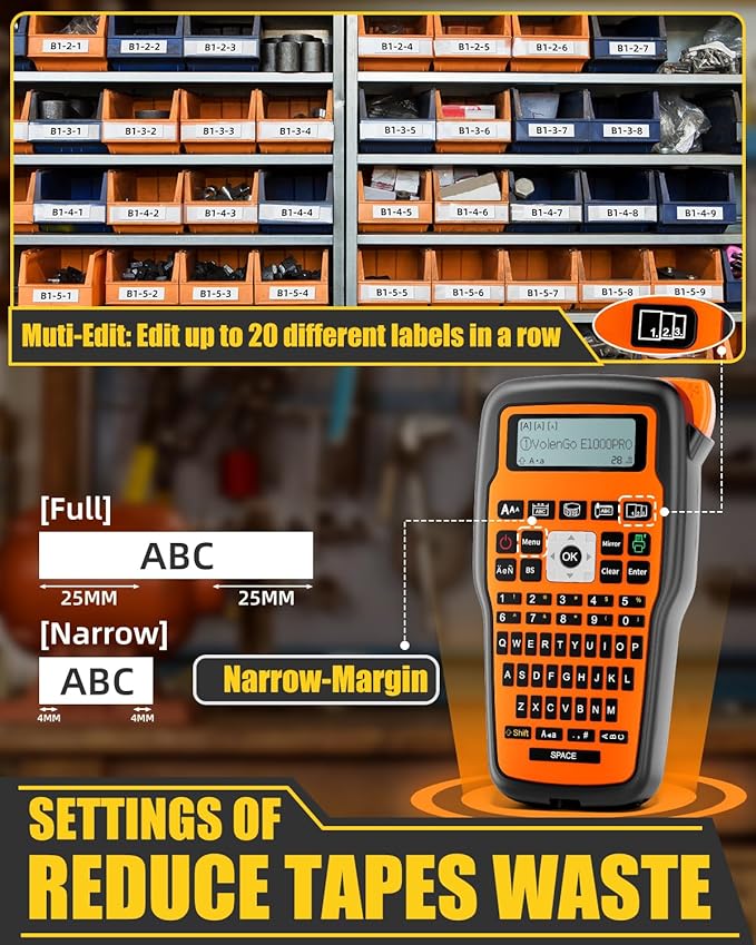 Label Maker Machine with-Tape, Heat Shrink Label Maker Waterproof-Labels, Wire Cable label Maker, E1000 Labeler Machine with-Tape 12mm Laminated Handheld Labeling Machine for Industrial Office