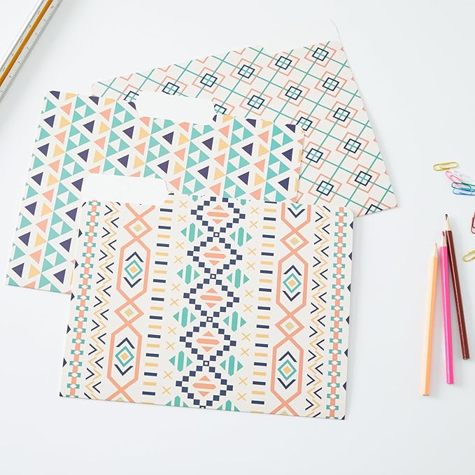 Y YOMA 12 Pack Decorative File Folders Letter Size File Folder with 1/3-Cut Tab Cute Pretty Colored Heavyweight Filing Folder File Organizers for Office School Home Desktop, Indian Style