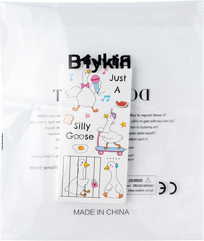 B1ykin Sticky Notes Set, Cartoon Theme Cute Self-Stick Notes Pad Teacher Appreciation Gifts, Self-Adhesive Writing Memo Pages Sticky to Do Notepad Thank You Gift for School (Funny Silly Goose)