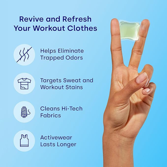 Dropps Activewear Laundry Detergent Pods, Rose Energy (64 Count) - Biobased Power Laundry Pods Fights Tough Stains & Odors, Sweat & Dirt - HE Compatible Laundry Supplies for Clean Sport Clothes