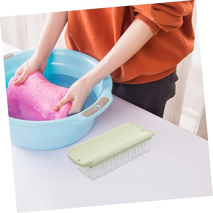 1set Multi Functional Cleaning Brush for Home Laundry Light Green for Stains Garments Durable Material Easy to Store Portable Design 2pcs