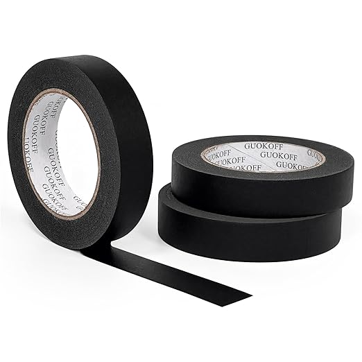 Black Masking Tape, 1 Inch x 55 Yards x 3 Rolls, Black Painters Tape, General Purpose Painting Adhesive Tape for Arts DIY Crafts Labeling