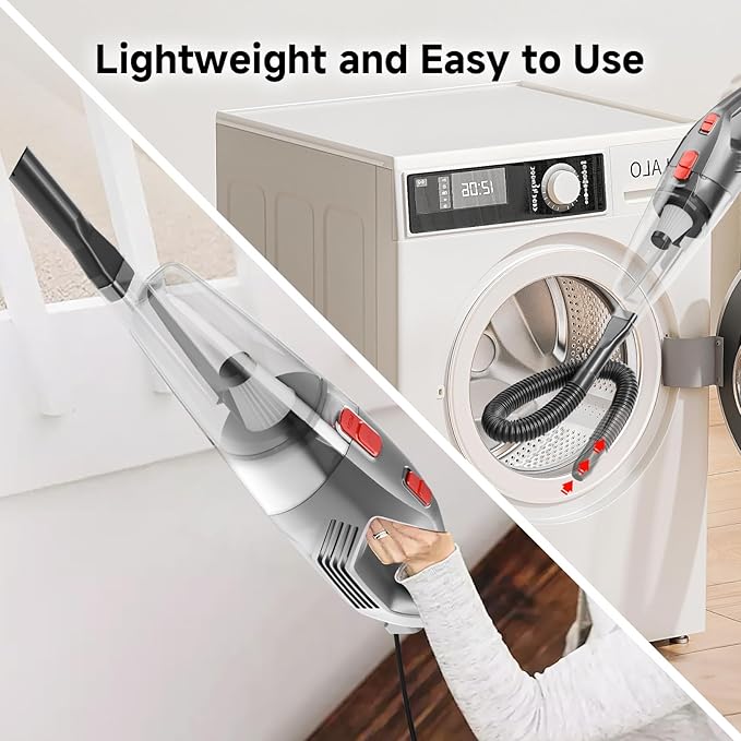 fenhua Corded Stick Vacuum Cleaner - Lightweight, Powerful Suction with 450W Motor, 3-in-1 16.4Ft Cord Vacuum Cleaners for Home, Hard Floor, Carpet, Pet Hair Black Gray