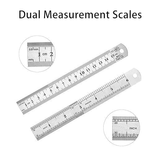 6 Inch Stainless Steel Ruler Set, Straight Edge Metal Rules with Inch Metric Scales, 10-Pack