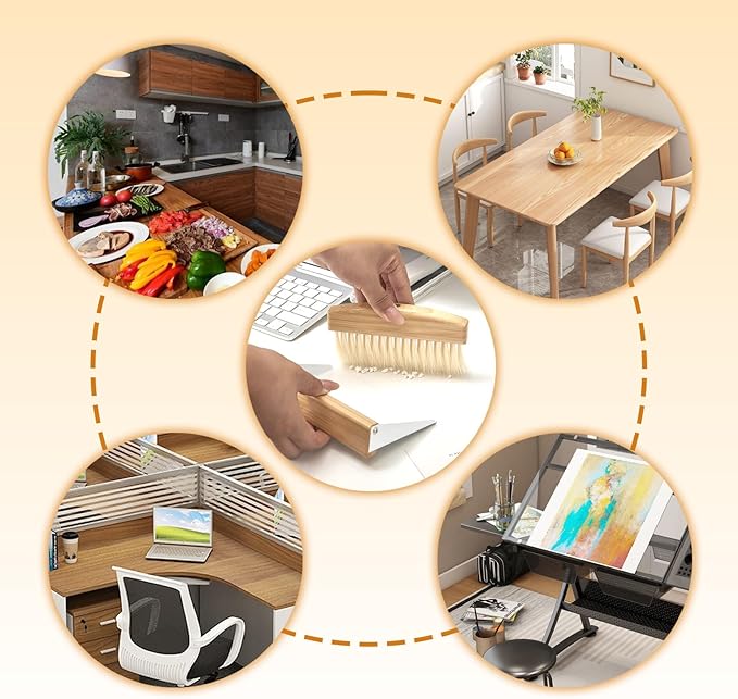 1 Set of mini Desktop Cleaning Broom and Dustpan Set, high-end Iron Sheet, Oak Wood, Sword Hemp Portable Desktop Cleaning Products, Suitable for Home Offices