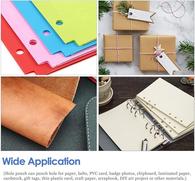 Single Hole Punch 2 Inch Reach Deep Throat Heavy Duty Tab Zinc Alloy Silver Long 1/4 Inch Hand Held Leather Punch for Scrapbook Paper ID Card PVC Badge Photos