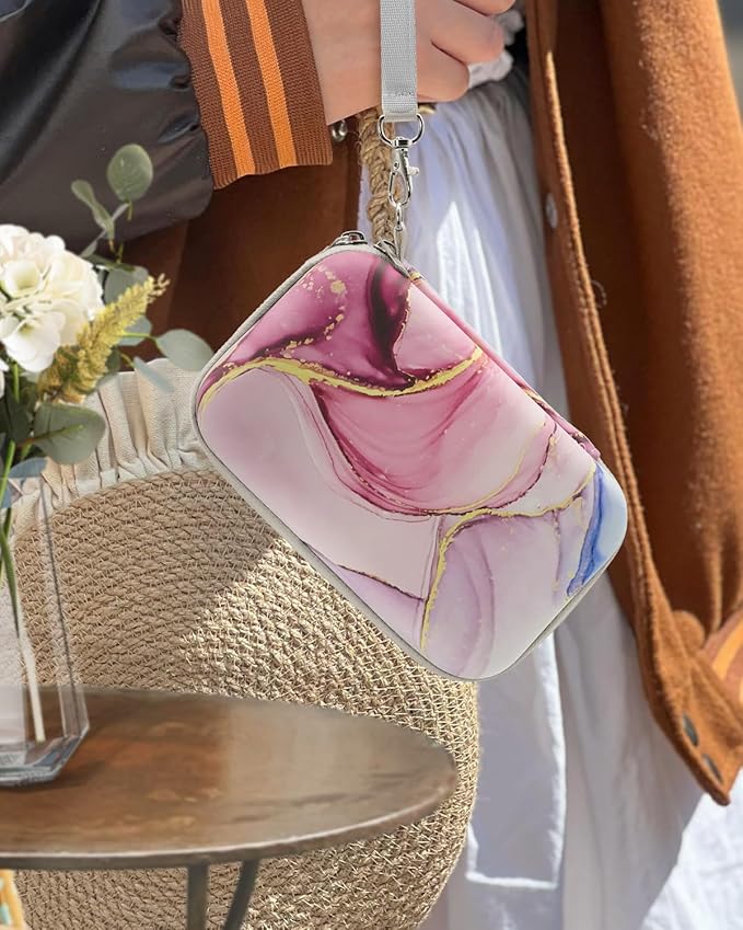 Label Maker Case for Label Maker Machine, EVA Travel Case with Designed Pattern, Compatible with D30, P21, E10, D110 Label Maker (Box Only), Pink Glow