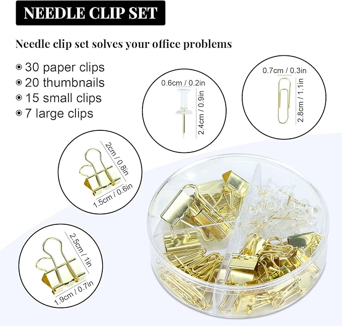 Buqoo Gold Acrylic Sticky Note Holder with 5 Pack Sticky Notes, Stapler and Tape Dispenser Cutter with Staple Remover, Scissor, Ballpoint Pen, Sticky Notes, Paper Clips, File Tray