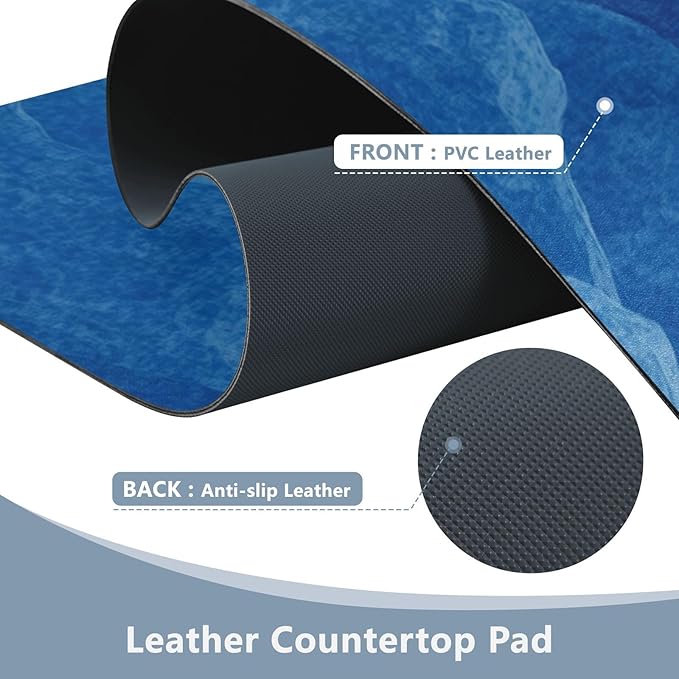 Mouse Pad Desk Mat Leather Desk Pad Large Gaming Desk Cover Protector Mat for Keyboard Computer Laptop Office Waterproof 35.4 x 16.5 Inch Blue California Mountains01