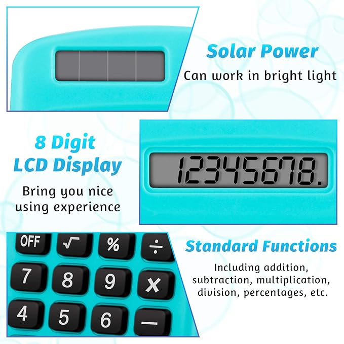 36 Pieces Operation Pocket Size Student Function Calculator Mini Colorful Basic Solar Battery Calculator Bulk for Student School Home Office Desktop Accounting Tools