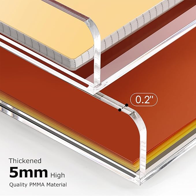 2-Tier Acrylic Stackable Letter Tray Paper Organizer Trays for Desk, Clear Horizontal File Paper Sorter, Office Supplies Accessories Storage for Letter/A4 Size Folders Documents 12.4inx8.86inx3.46in