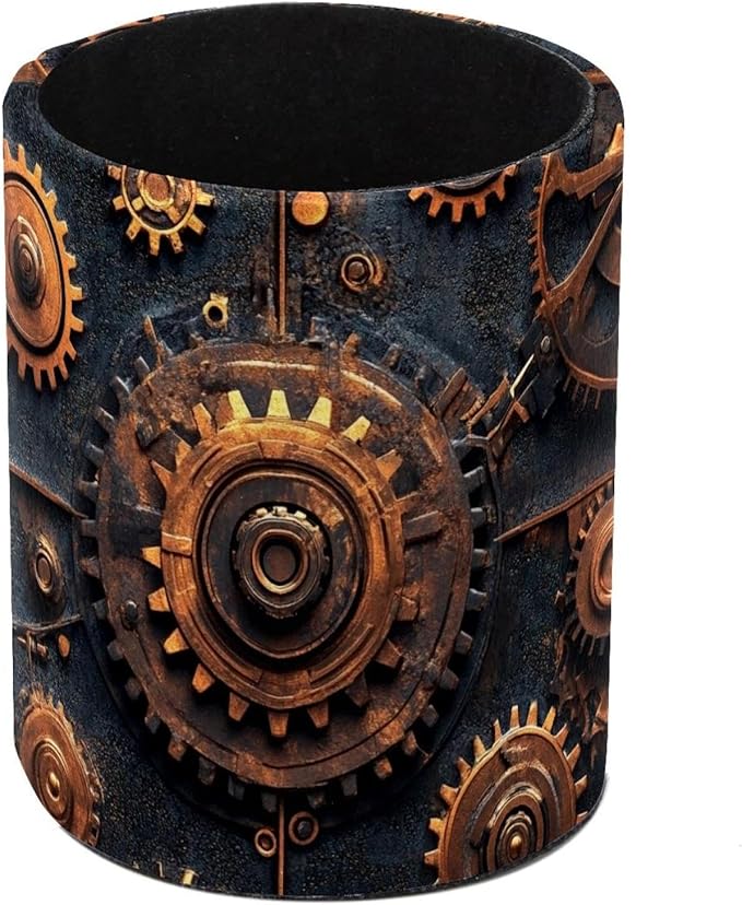 Pen Holder for Desk, Steampunk Gears background (2) Pencil Holder Pen Cup Marker Holder Makeup Brush Holders, Desk Accessories & Workspace Organizers for Home, School & Office