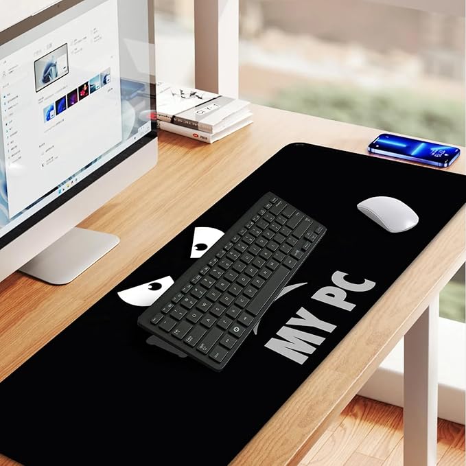Large Gaming Mouse Pad – 31.5" x 11.8" Extended Desk Mat with Don't Touch My PC Angry Cartoon Design – Funny Non-Slip Mousepad for Gamers & Office Use