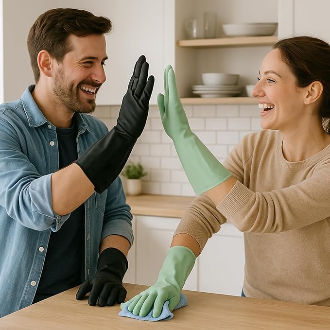 Rubber Dishwashing Gloves for Kitchen 4 Pairs Cleaning Household Dish Washing Reusable & Waterproof Latex Glove(Small)